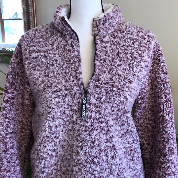 Maroon/white sherpa half zip jacket - Picture 2 of 6